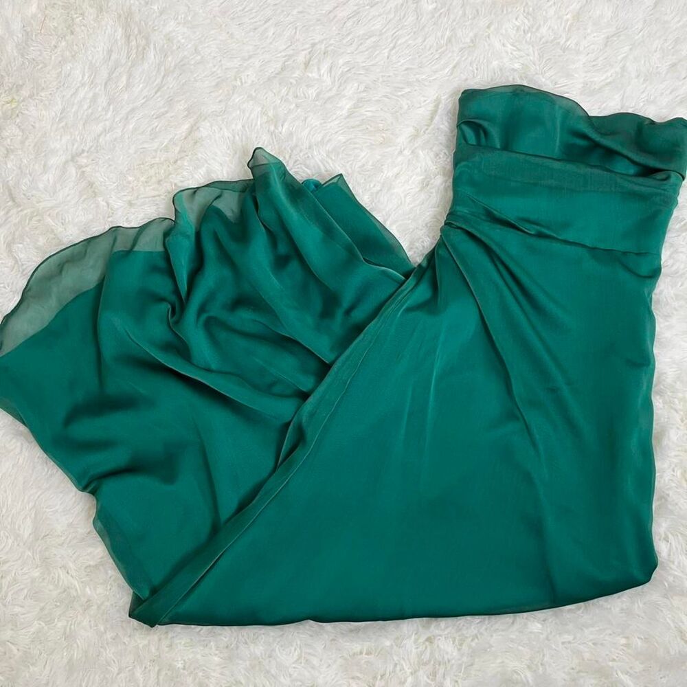 VTG  Jim Hjelm Emerald Green Garden Fairy Dress Ruched Bodice and Flowy Chiffon